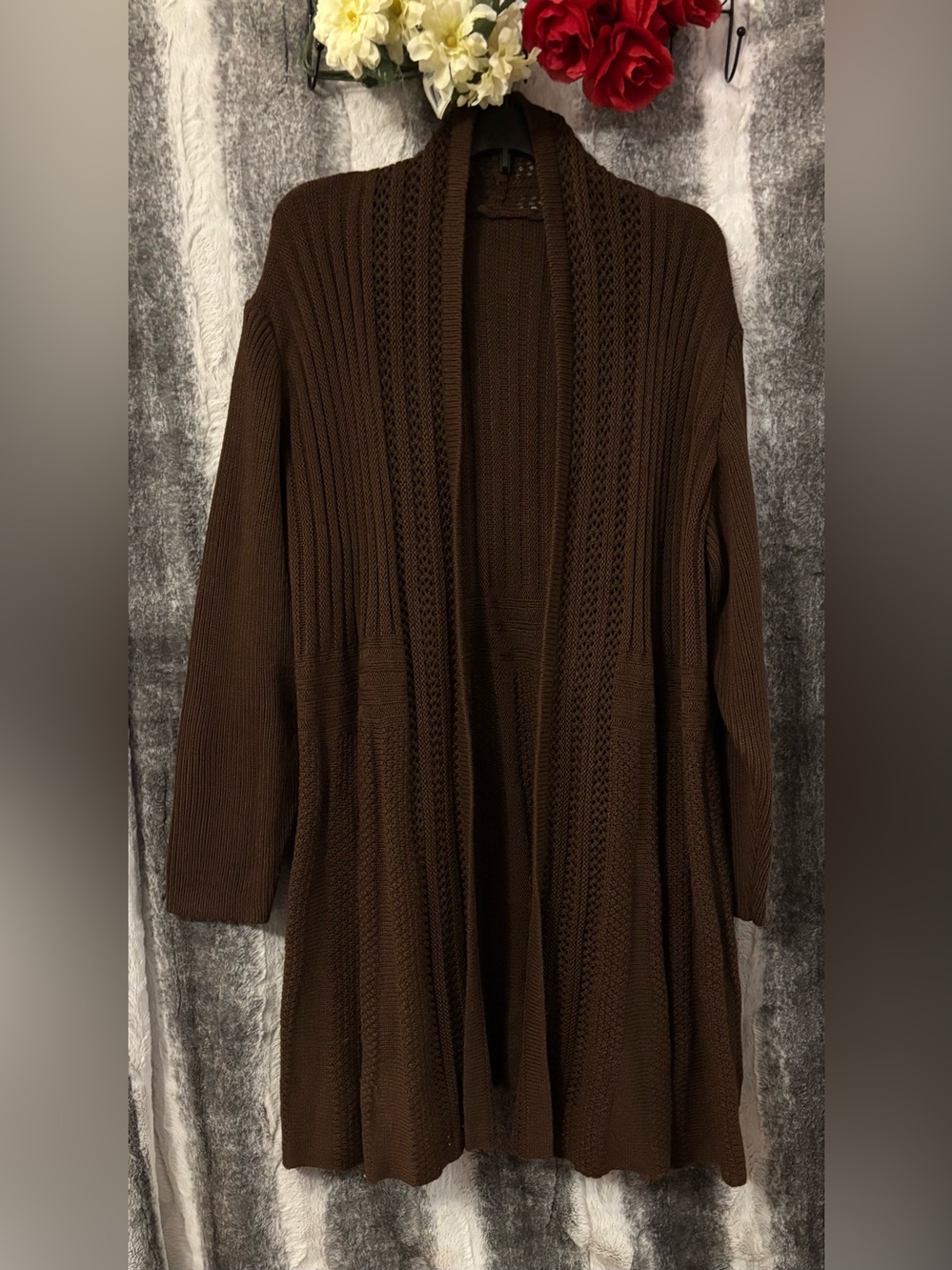 BloomChic Textured Kimono Collar Long Cardigan size 1X (14-16) - Picture 8 of 13